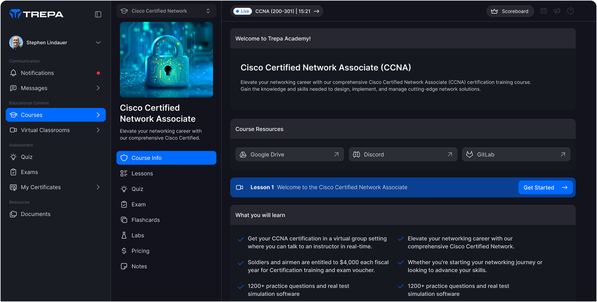 Trepa Academy course interface